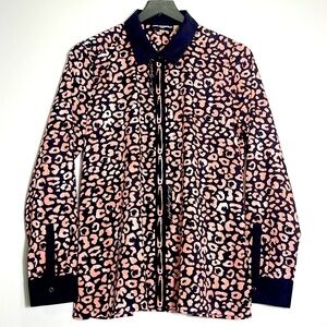 KARL LAGERFELD Women's Pink Black Animal Print Button Up Blouse Size Medium
